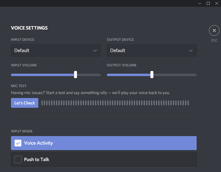 Discord Voice Settings